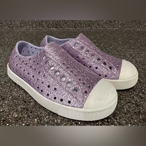 Native Slip On Shoes, Purple Glitter 8c